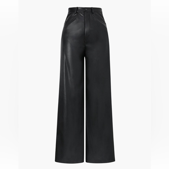 Micas Pants - Micas High Waisted Faux Leather Wide Leg‎ Pants Size Large RefHHH